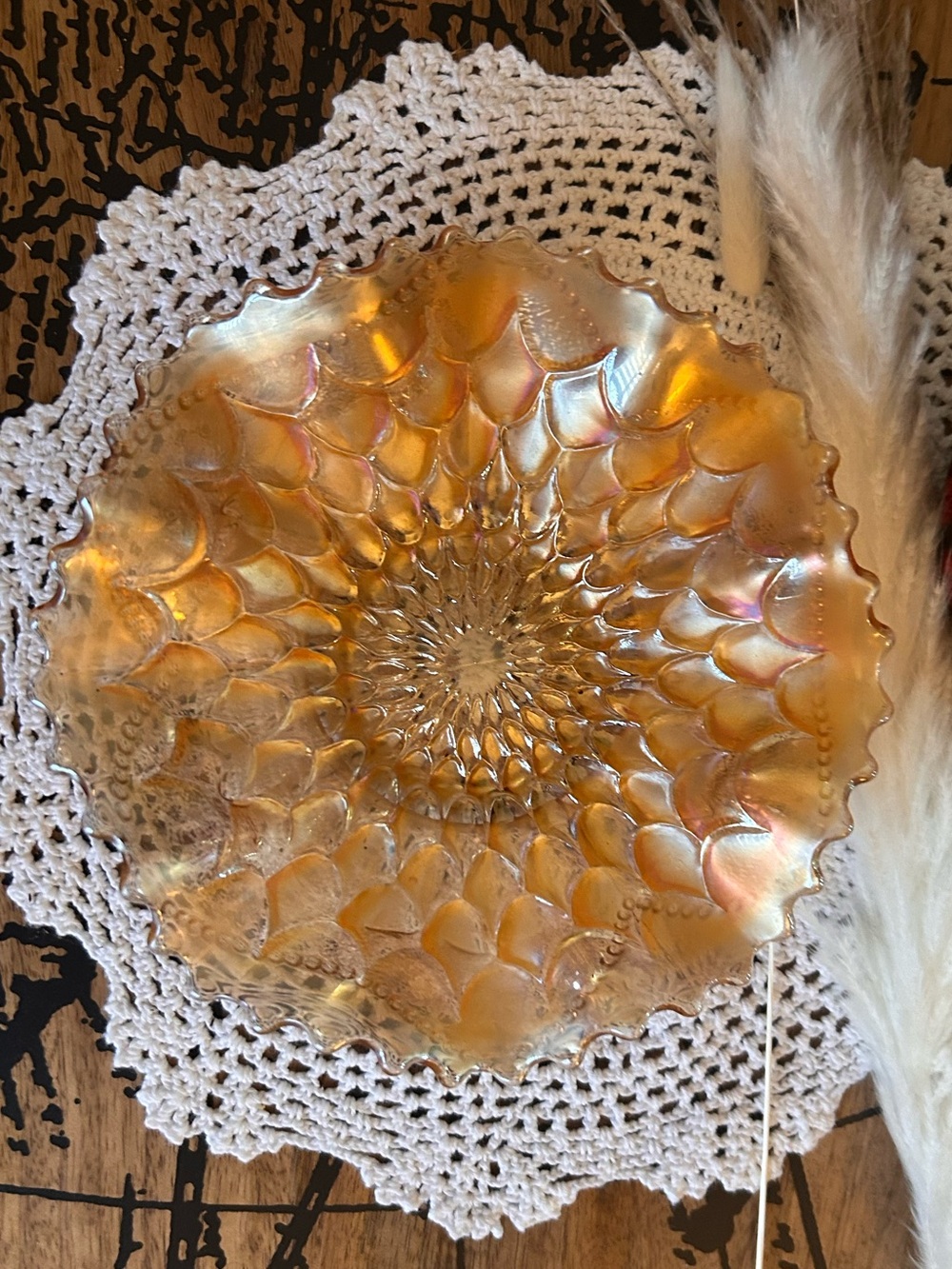 Antique Dugan Glass Gold Glass Decorative Bowl - 7 inches